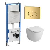 Комплект 3 в 1: инсталляция 900.K31.01.000+клавиша 700.K31.05.30M.30M золото глянц.+унитаз GR-4455SQ (97.4455SQ.05.30M)