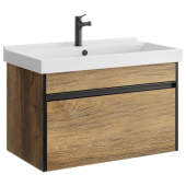Подвесная тумба Aqwella Urban 80 см с одним ящиком в цвете дуб балтийский, с умывальником (URB0108DB)