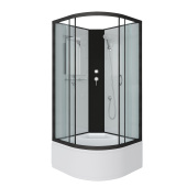 Душ.каб. NG-6708-14BK (900х900х2000) высокий поддон(40см) стекло ПРОЗРАЧНОЕ черные профиля 4 места (67081414BK)