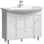 Напольная тумба Aqwella Barcelona с тремя ящиками, тремя дверцами и бельевой корзиной, с умывальником (BA0110K)