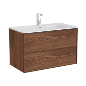 Тумба Vitra Metropol Edge с раковиной c 2мя ящиками, 100 см, с подсветкой в верхнем ящике, цвет ореховое дерево (натуральный шпон) (67156)