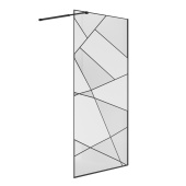 Душ. перегородка NG-680-90BLACK (90*195) черный матовый, стекло прозрачное с рисунком,1 место (NG-680-90BLACK)