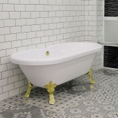 Акриловая ванна "Леонесса" на ножках "лилия" со сливом-переливом (комплектация золото, перламутр) (1-01-3-0-9-138П)