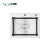 Кухонная мойка со стеклом AVIVACOM 60*50 нано-сатин, белое матовое стекло (WGM-NS6050) Кухонная мойка со стеклом AVIVACOM 60*50 нано-сатин, белое матовое стекло (WGM-NS6050)