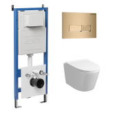 Комплект 3 в 1: инсталляция 900.K31.01.000+клавиша 700.K31.03.310.310 золото матов.+унитаз GR-4477SQ (97.4477SQ.03.310)