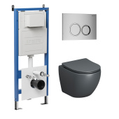 Комплект 3 в 1: инсталляция 900.K31.01.000+клавиша 700.K31.01.110.110 хром матовый+унитаз GR-4455GMS (97.4455GMS.01.110)