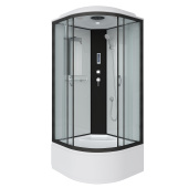 Душ.каб. NG-6708-14P (900х900х2150) высокий поддон(40см) стекло ПРОЗРАЧНОЕ черные профиля 4 места (67081414P)