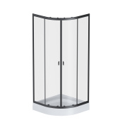 AM.PM X-Joy Twin Slide, Душевое ограждение c поддоном, 80x80, профиль черный (W88E-205-080BT64)