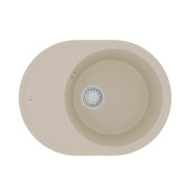 Кухонная мойка Lemark LACHA 620 врезная овальная с крылом из кварцгранита цвет: Бежевый (9910050)