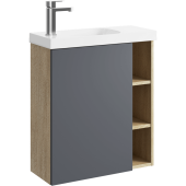 Подвесная тумба Aqwella Alba 60 см левая с одной дверью и открытыми полочками, цвет: корпус - дуб давос, фасад - серый матовый (ALB0106LDD+ALB0706GRМ)