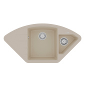 Кухонная мойка Lemark IRKANA 980 врезная угловая с доп. чашей и крылом из кварцгранита цвет: Бежевый (9910044)