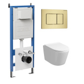 Комплект 3 в 1: инсталляция 900.K31.01.000+клавиша 700.K31.04.32M.32M золото сатин.+унитаз GR-4477SQ (97.4477SQ.04.32M)