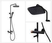 Комплект для ванны и душа Bronze de Luxe AVANTGARDE черный/ розовое золото (2039RGB)