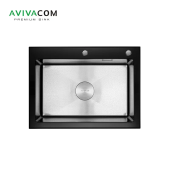 Кухонная мойка со стеклом AVIVACOM 68*50 нано-сатин, черное глянцевое стекло (BG-NS6850) Кухонная мойка со стеклом AVIVACOM 68*50 нано-сатин, черное глянцевое стекло (BG-NS6850)
