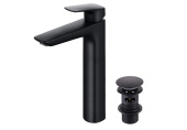 Смеситель для раковины 227 с донным клапаном AQUATEK, матовый черный ВЕГА (AQ1005MB)