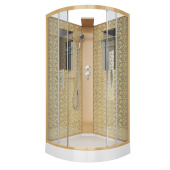 Душ.каб. NG-7715GBK (900x900х2100) низкий поддон стенки ЗОЛОТО БЕЗ КРЫШИ 4 места (7715GBK)