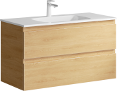 Подвесная тумба Aqwella Accent с двумя ящиками в цвете дуб золотой с умывальником из литьевого мрамора (ACC0110DZ)