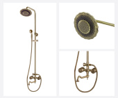 Комплект для ванны и душа Bronze de Luxe двухручковый, излив 25см (душ ДВОЙНОЙ ЦВЕТОК) ROYAL (10121DDF)