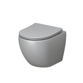Унитаз GR-4455GLMS Color (485*365*360) СВЕТЛО-СЕРЫЙ МАТОВЫЙ подвесной БЕЗОБОДКОВЫЙ с тонкой крышкой (GR-4455GLMS)