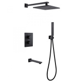 Душевая система ABBER Weiss Insel скрытого монтажа с изливом, термостат, черная матовая (AF8050B)