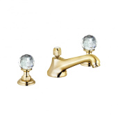 KLUDI 1926 Смеситель для раковины на 3 отверстия DN 15, низкий излив, хрустальные рукоятки «Made with Swarovski® Elements», позолоченный, 23 кар (5104645G4) KLUDI 1926 Смеситель для раковины на 3 отверстия DN 15, низкий излив, хрустальные рукоятки «Made with Swarovski® Elements», позолоченный, 23 кар (5104645G4)