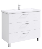 Напольная тумба Aqwella Manchester в белом глянцевом цвете с тремя ящиками с умывальником (MAN01103)