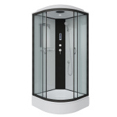 Душ.каб. NG-6703-14P (800х800х2150) средний поддон(26см) стекло ПРОЗРАЧНОЕ черные профиля 4 места (67031414P)