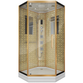 Душ.каб. NG-7717G (1000x1000х2150) низкий поддон стенки ЗОЛОТО 4 места (7717G)