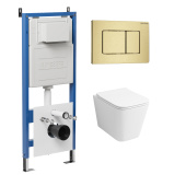 Комплект 3 в 1: инсталляция 900.K31.01.000+клавиша 700.K31.04.32M.32M золото сатинов+унитаз GR-4441S (97.4441S.04.32M)