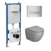 Комплект 3 в 1: инсталляция 900.K31.01.000+клавиша 700.K31.03.110.110 хром матовый+унитаз GR-4411GMS (97.4411GMS.03.110)