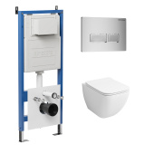 Комплект 3 в 1: инсталляция 900.K31.01.000+клавиша 700.K31.03.110.110 хром матовый+унитаз GR-4447S (97.4447S.03.110)