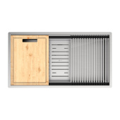 Кухонная мойка Lemark TABAGA 820 прямоугольная из нержавеющей стали с аксессуарами в комплекте: ролл-мат, коландер, разделочная доска цвет: Сталь (9937133)