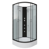 Душ.каб. NG-6701-14BKG (900х900х2000) средний поддон(26см) стекло ПРОЗРАЧНОЕ черные профиля 4 места (67011414BKG)