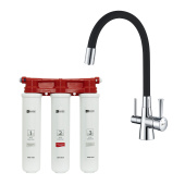 Комплект: Смеситель LM3075C для кухни с гибким изливом + Фильтр BASIC для очистки воды от хлора и вредных примесей (LM3075C085)