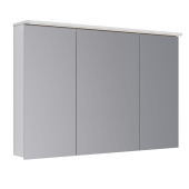 Шкаф зеркальный Lemark ZENON 120х80 см 3-х дверный, с козырьком-подсветкой, с розеткой, цвет корпуса: Белый глянец (LM120ZS-Z)