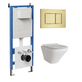 Комплект 3 в 1: инсталляция 900.K31.01.000+клавиша 700.K31.04.32M.32M золото сатинов+унитаз GR-4440S (97.4440S.04.32M)