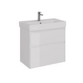 Тумба Lemark COMBI 80 см под 1 раковину, подвесная/напольная, 2 ящика, цвет корпуса, фасада: Белый глянец (LM03C80T)