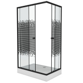 Душ. уголок NG-018-14Q BLACK (1000х800х1950) низкий поддон(13см) стекло МОЗАИКА, 2 места (_0181452Q)