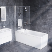 Душевая шторка на борт ванны Damixa Skyline 150х80 см, с полотенцедержателем (DX35WBS-D7W1-150MT)