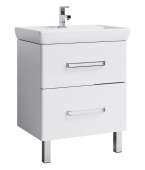 Напольная тумба Aqwella Neo в белом глянцевом цвете с двумя ящиками с умывальником (NEO0108 ДреяQ80)