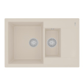 Кухонная мойка Lemark RAMZA 760 врезная прямоугольная с доп.чашей и крылом из кварцгранита цвет: Шампань (9910042)