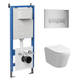 Комплект 3 в 1: инсталляция 900.K31.01.000+клавиша 700.K31.03.110.110 хром матовый+унитаз GR-4477SQ (97.4477SQ.03.110)