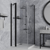 Душевое ограждение 90х90 см PAINI Cox, квадратное, распашное, универсальное, черный (YO) (78YO9090)