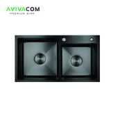Кухонная мойка с дополнительной чашей AVIVACOM 78*45 нано-черный (NB7845-1.5)