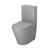 Унитаз GR-4480GLMS Color (620*365*810) СВЕТЛО-СЕРЫЙ МАТОВЫЙ напольный БЕЗОБОДКОВЫЙ, 2 места (GR-4480GLMS)
