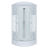 Душевая кабина Тритон Стандарт 90*90 А 1/4 круга, низ. подд., Аква, Узоры, Белый, ДН4 (7 мест+сифон D90мм) (Щ0000027239)