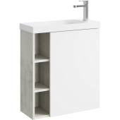 Подвесная тумба Aqwella Alba 60 см правая с одной дверью и открытыми полочками, цвет: корпус - светлый камень, фасад - белый матовый (ALB0106RLS)