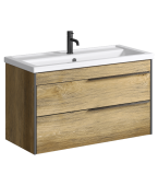 Подвесная тумба Aqwella Fargo в цвете дуб балтийский с двумя ящиками с умывальником (FRG0110DB)