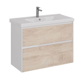 Тумба Lemark COMBI 100 см под 1 раковину, подвесная/напольная, 2 ящика, цвет фасада: Дуб кантри, цвет корпуса: Белый глянец (LM03C100T-dub)