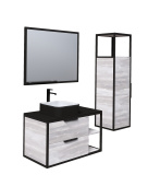 Тумба Grossman подвесная "ЛОФТ-90 см" с 2-я ящ. шанико/металл черный (ум. GR-3015/GR-3016/GR-3031) (109002)